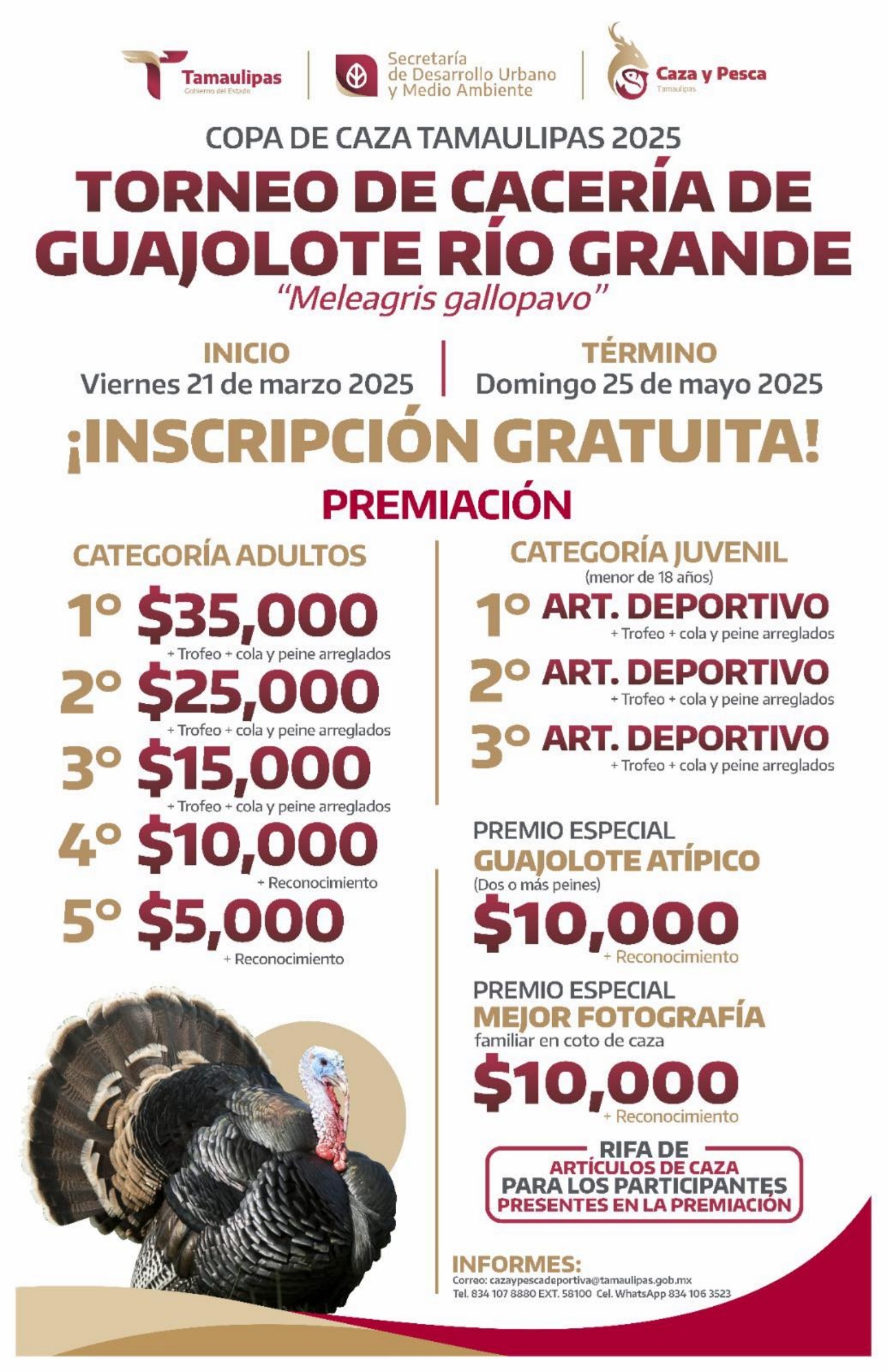 Lanzan convocatoria para torneo de cacería del Guajolote Río Grande