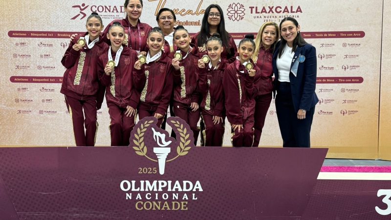 Presentación dorada de Gimnasia Rítmica de Tamaulipas en Olimpiada Nacional