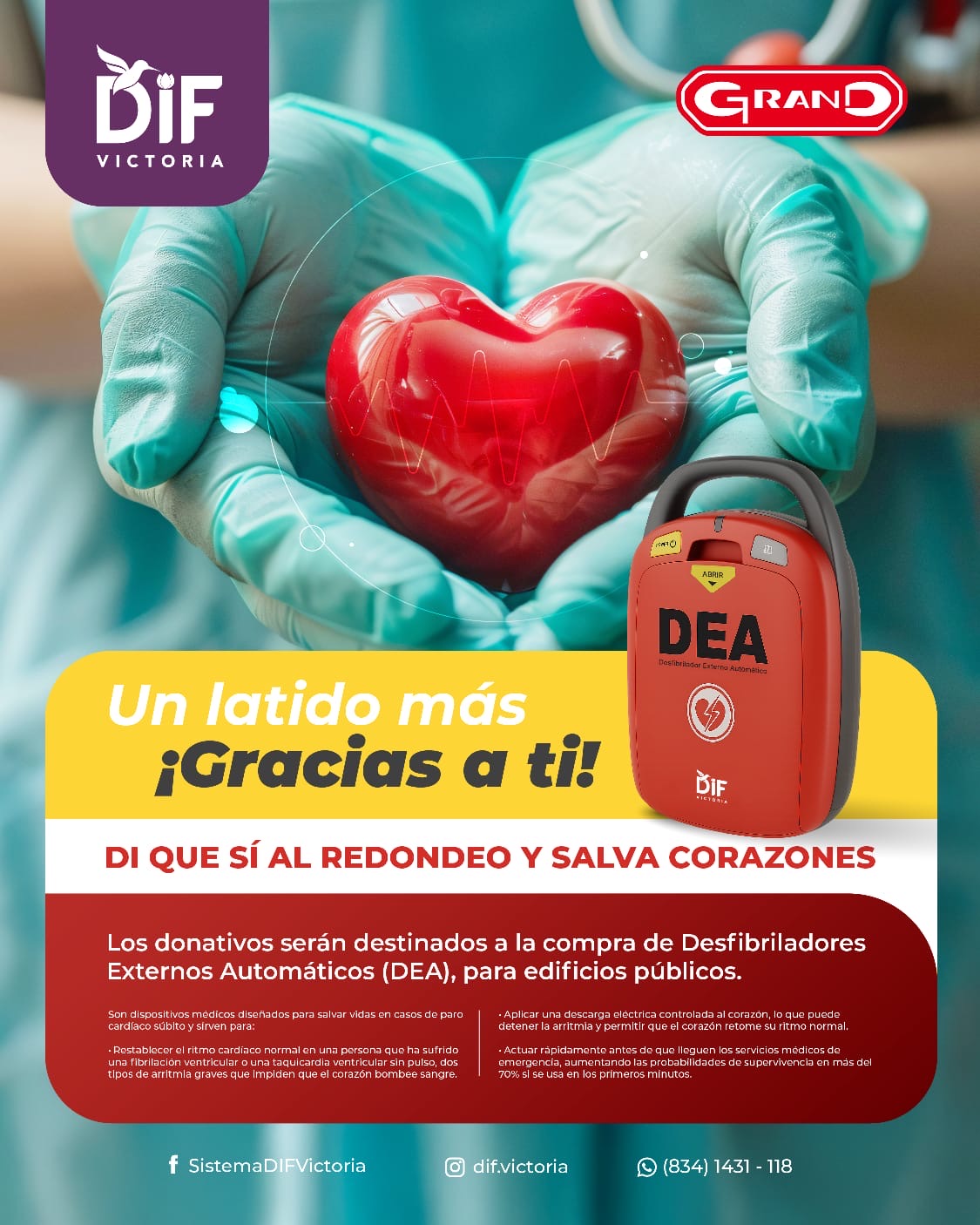 GranD y DIF Victoria se unen para salvar vidas a través del redondeo