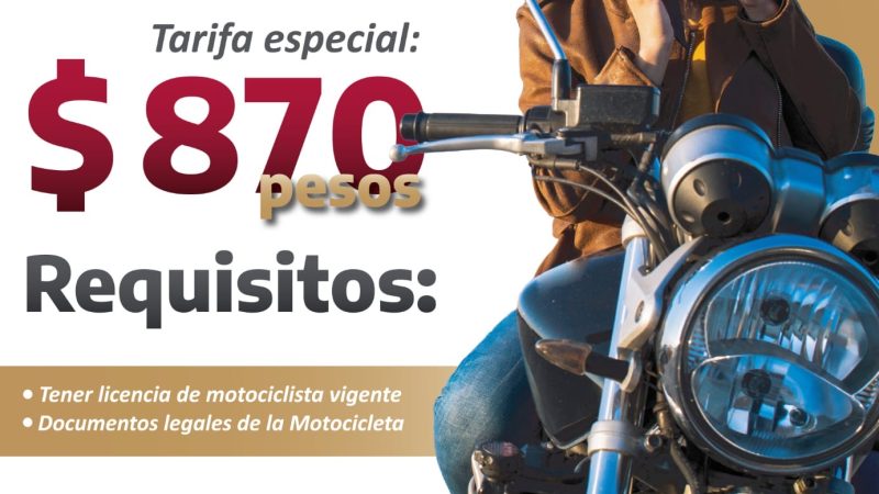 Ofrece Gobierno del Estado beneficios fiscales a propietarios de motocicletas